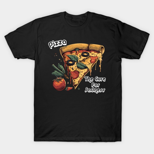 Savory Pizza Delight: Melancholy's Antidote T-Shirt by WEARWORLD